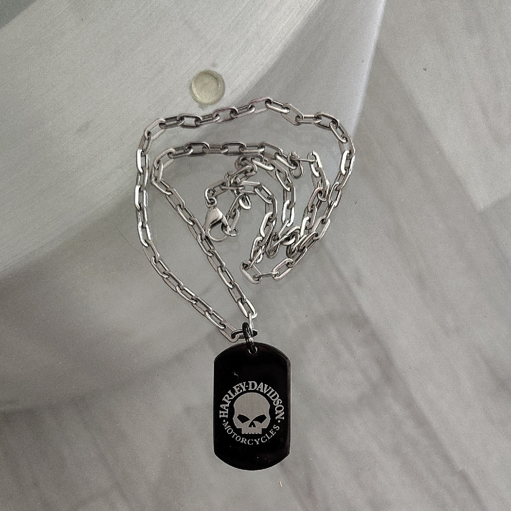 Harley-Davidson Black and Silver Chain Necklace
